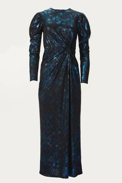 Style 1-674229164-3236 IN THE MOOD FOR LOVE Blue Size 4 Black Tie Straight Dress on Queenly