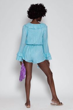 Style 1-898981-3107 Sundress Blue Size 8 Belt Mini Jumpsuit Dress on Queenly