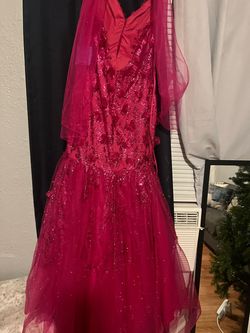 Cinderella Divine Pink Size 6 Prom Plunge Jersey Mermaid Dress on Queenly