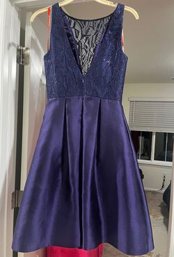 Monique Lhuillier Purple Size 0 High Neck Flare Cocktail Dress on Queenly