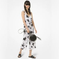 Michael Kors Black Size 8 50 Off Floral Belt Lavender Jumpsuit Dress on Queenly