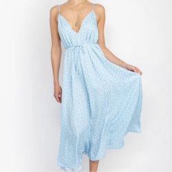 Resa Blue Size 0 Floor Length Floral Belt A-line Dress on Queenly