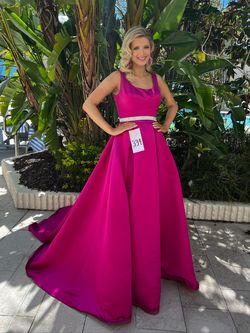 Ashley Lauren Pink Size 6 Square Mini Floor Length Belt Train Dress on Queenly