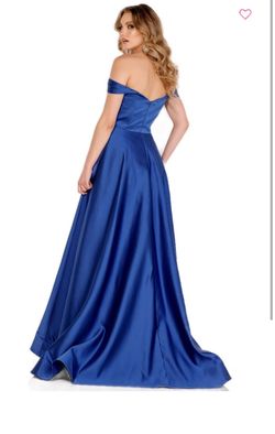 Clarisse Blue Size 8 Floor Length Jersey Ball gown on Queenly