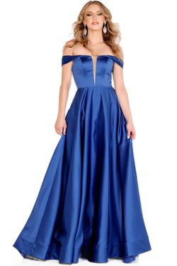 Clarisse Blue Size 8 Floor Length Jersey Ball gown on Queenly
