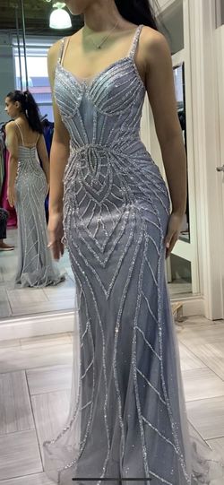Style CD968 Cinderella Divine Silver Size 4 Plunge Prom Cd968 Pageant Mermaid Dress on Queenly