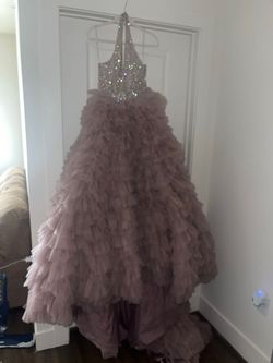 Winnie couture Pink Size 6 Prom Floor Length Train Dress on Queenly