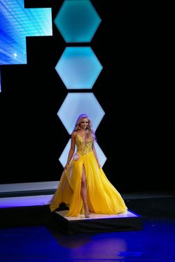Style Custom  Jovani Yellow Size 0 Floor Length Custom  A-line Dress on Queenly