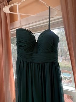 Azazie Green Size 4 Tulle Jersey Plunge Floor Length A-line Dress on Queenly