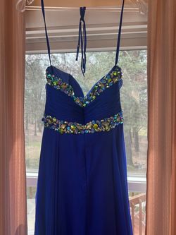 Night Moves Blue Size 4 Pageant Prom Floor Length A-line Dress on Queenly