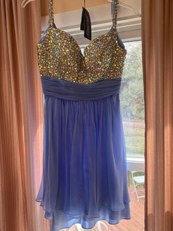 La Femme Blue Size 0 Jersey Prom Homecoming Cocktail Dress on Queenly