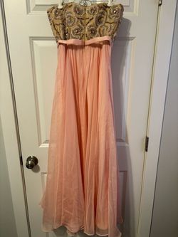 Sherri Hill Pink Size 4 Military Wedding Guest Peach A-line Dress on Queenly