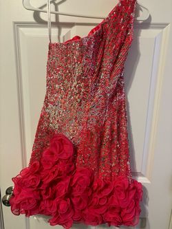 Sherri Hill Pink Size 4 70 Off Sequined One Shoulder Cocktail Dress on Queenly