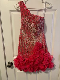 Sherri Hill Pink Size 4 One Shoulder Appearance 50 Off Mini Sequined Cocktail Dress on Queenly