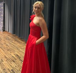 Sherri Hill Red Size 2 Pockets Pageant Jersey Ball gown on Queenly