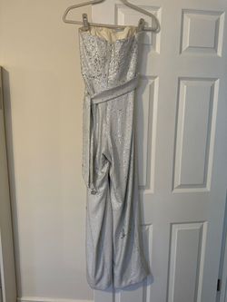 Dress the population White Size 4 Floor Length Bridal Shower 50 Off Sorority Formal Semi Formal Jumpsuit Dress on Queenly
