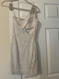 Scala White Size 2 Bachelorette Bridal Shower Sequined Cocktail Dress on Queenly