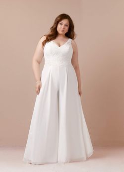 Azazie White Size 28 Bachelorette Floor Length V Neck Jumpsuit Dress on Queenly