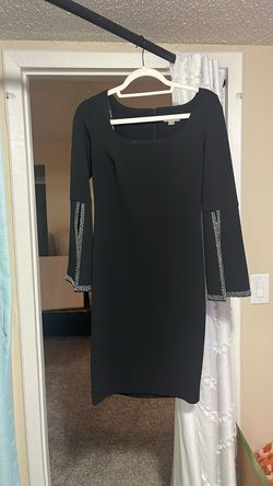 Calvin Klein Black Size 2 Appearance Square Neck Long Sleeve Cocktail Dress on Queenly