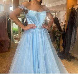 Sherri Hill Blue Size 4 Medium Height Prom Pageant Ball gown on Queenly