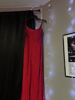 Camille La Vie Red Size 10 Plunge Side slit Dress on Queenly