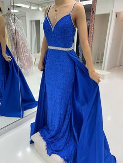 Johnathan Kayne Blue Size 0 Jewelled Mermaid Floor Length Winter Formal Ball gown on Queenly