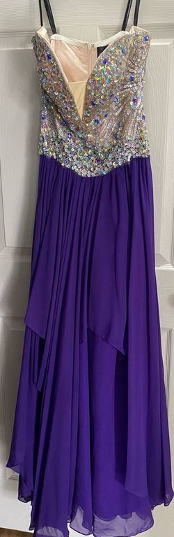 Milano Formals Purple Size 8 Black Tie Sequined Floor Length Straight Dress on Queenly