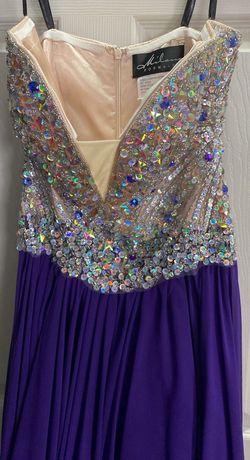 Milano Formals Purple Size 8 Beaded Top Prom Strapless Straight Dress on Queenly