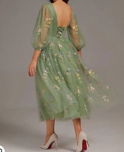 Smileven Green Size 12 50 Off Plunge Floor Length Ball gown on Queenly