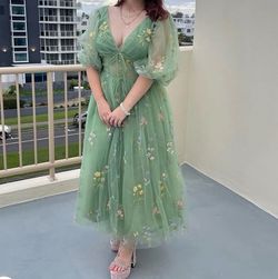 Smileven Green Size 12 Jersey Appearance Wedding Guest Plus Size Tall Height Ball gown on Queenly