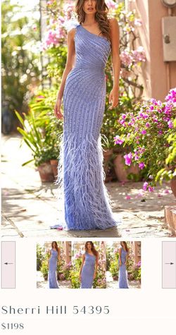 Style 54395 Sherri Hill Purple Size 0 Wedding Guest Feather 50 Off A-line Dress on Queenly