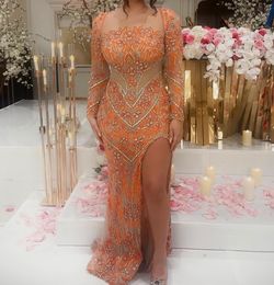 Tevam Orange Size 8 Embroidery Floor Length Prom Mermaid Dress on Queenly