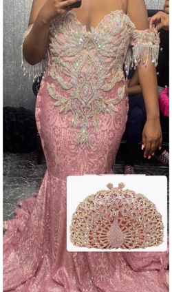 Custom  Jasmin Renee dress  Pink Size 12 Floor Length Fringe Custom Mermaid Dress on Queenly