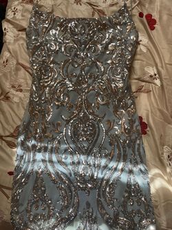 Windsor Blue Size 12 Sorority Square Neck Prom Jersey Cocktail Dress on Queenly