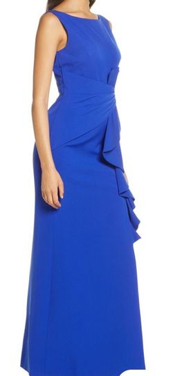 Eliza J Blue Size 6 -1 Floor Length 70 Off Side slit Dress on Queenly