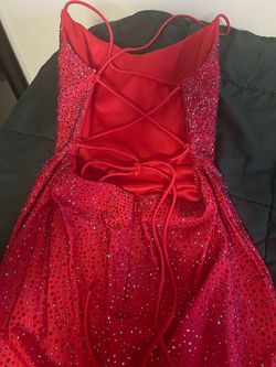 Sherri Hill Red Size 2 Pageant Jersey Medium Height Side slit Dress on Queenly