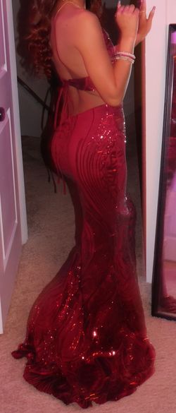 love&lemonade Red Size 0 Jersey Floor Length Loveandlemonade Mermaid Dress on Queenly