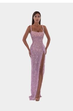 Albina Dyla Pink Size 4 Corset Prom Floor Length Side slit Dress on Queenly