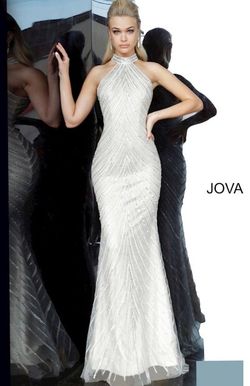 Style 3833 Jovani Silver Size 0 Prom Halter 50 Off A-line Dress on Queenly