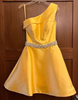 Ashley Lauren Yellow Size 0 Pageant One Shoulder 50 Off Jewelled Cocktail Dress on Queenly