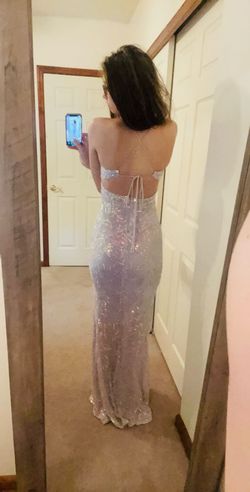 Windsor Purple Size 4 Prom Plunge Jersey Mermaid Dress on Queenly