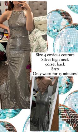 Envious Couture Silver Size 4 Prom A-line Dress on Queenly