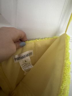 Portia and Scarlett Yellow Size 6 Prom Floor Length Strapless Side slit Dress on Queenly