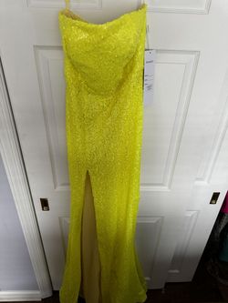 Portia and Scarlett Yellow Size 6 Medium Height Floor Length Side slit Dress on Queenly