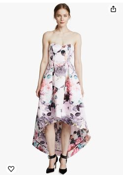 Style Roxanne High Low Coquette Pastel Floral Parker Pink Size 10 Sweetheart Strapless Prom A-line Dress on Queenly