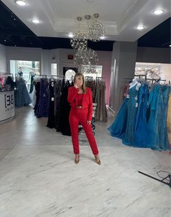 Style 38564 Ava Presley Red Size 4 Floor Length 38564 Jersey Never Worn Jumpsuit Dress on Queenly