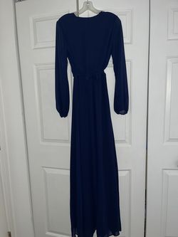 DB Studio Blue Size 0 Floor Length Side Slit A-line Dress on Queenly