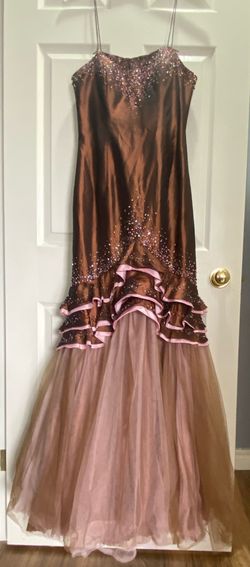 Tiffany Designs Brown Size 8 Medium Height Military Mermaid Dress on Queenly