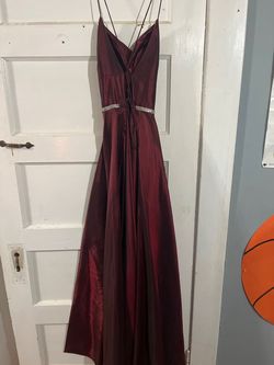 Blush Prom Red Size 6 Plunge Prom 50 Off Floor Length A-line Dress on Queenly