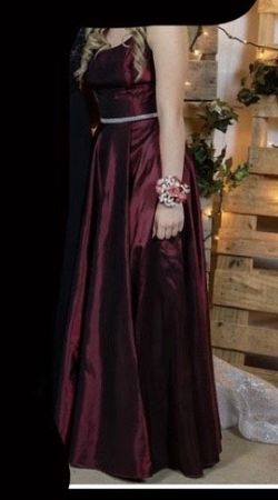 Blush Prom Red Size 6 Floor Length Jersey Blush A-line Dress on Queenly